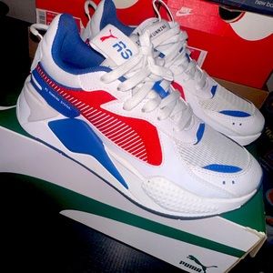Puma RS-X Hard Drive w/box. Kids Sz: 6.5 (White/Risk Red/ Blue)